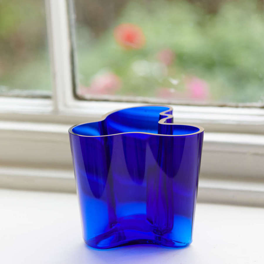 Vintage Blue Savoy Vase by Iittala, Finland